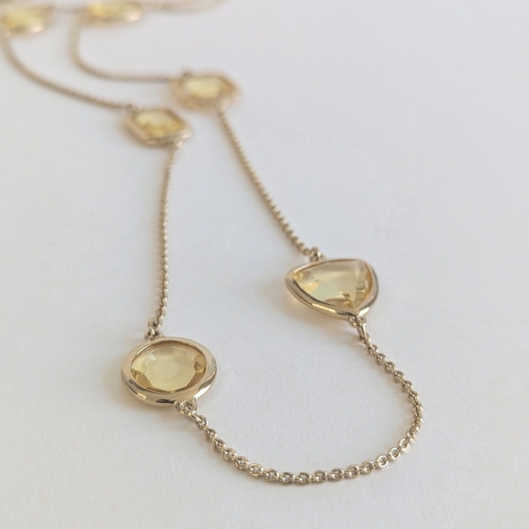 Kate Spade Vegas Jewels Long Necklace Citrine Yellow Gold Crystal Station - Picture 3 of 9